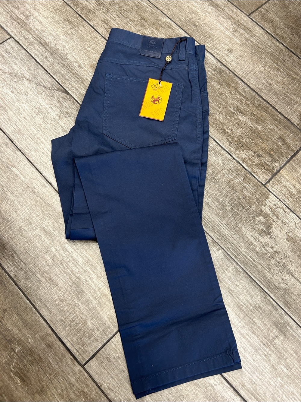 Enzo Tovare Men's Navy Blue Straight-Fit Pants - Classic Casual NWT